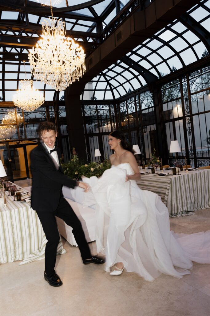 newlyweds at their dream wedding reception