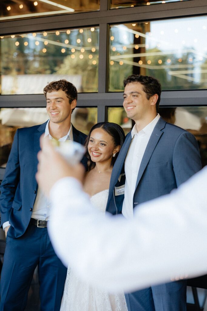 cute picture of the bride with her wedding guests
