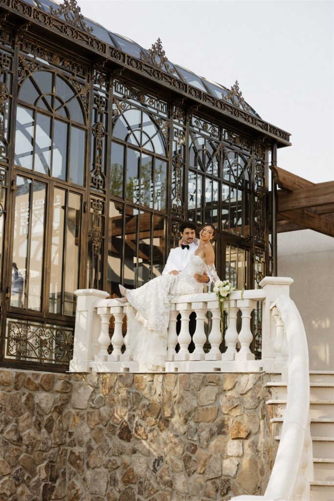 cute picture of the newlyweds hugging