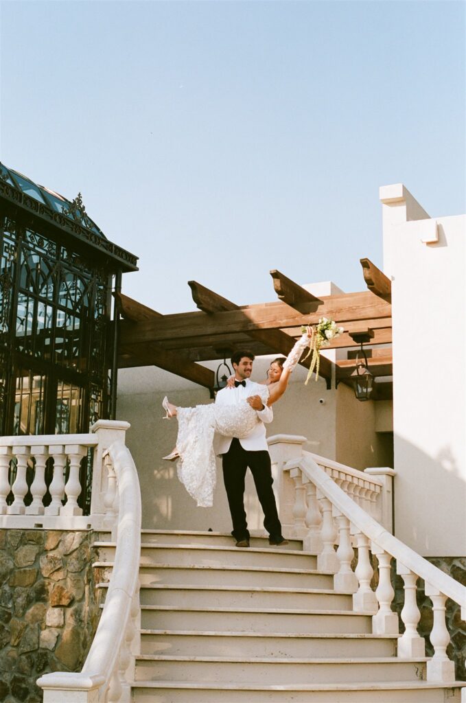 cute picture of the newlyweds before heading to their reception