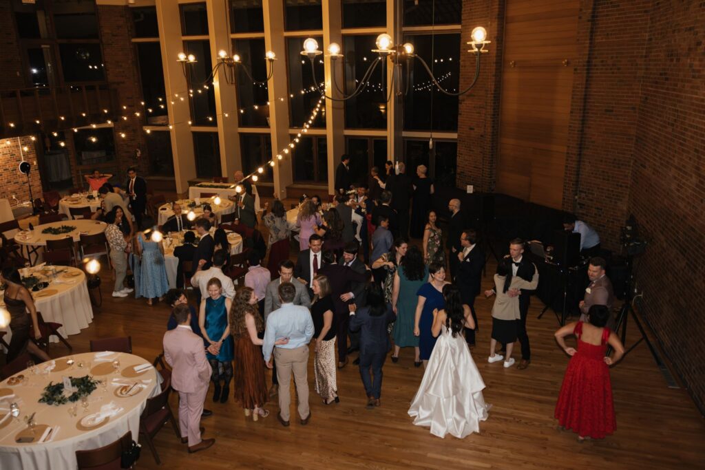 guests having the best time at their wedding reception party