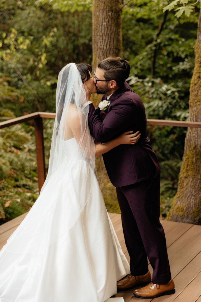newlyweds kissing after their ceremony