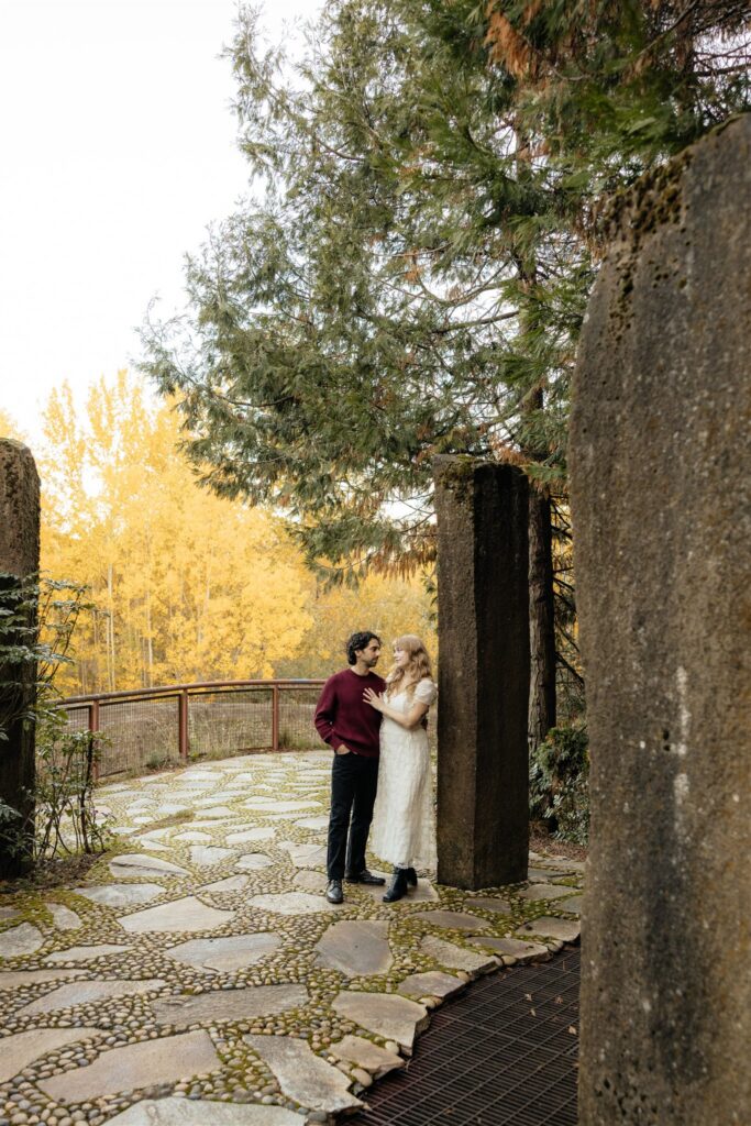 couple hugging during their engagement session