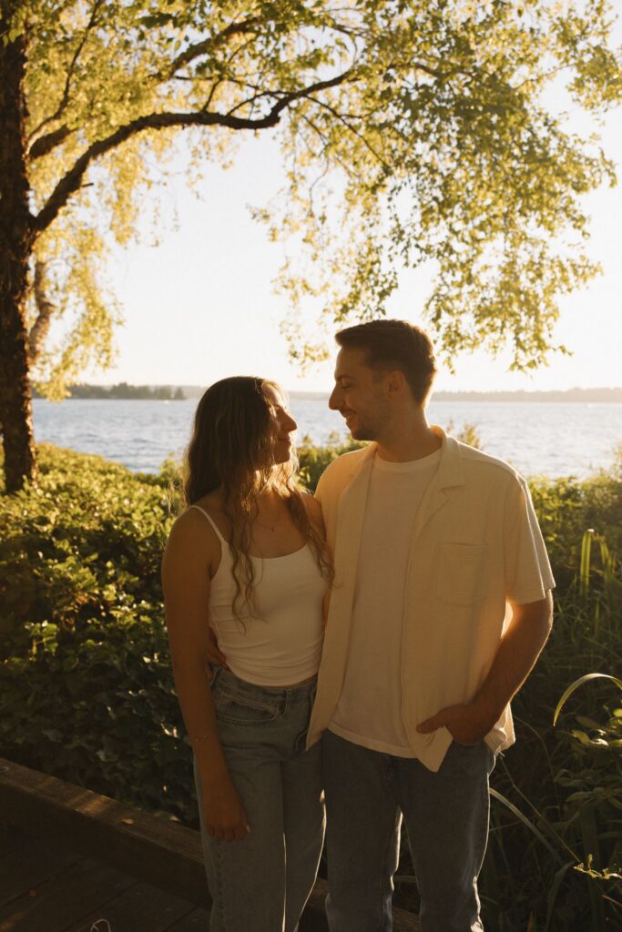 couple laughing with each other during their photoshoot