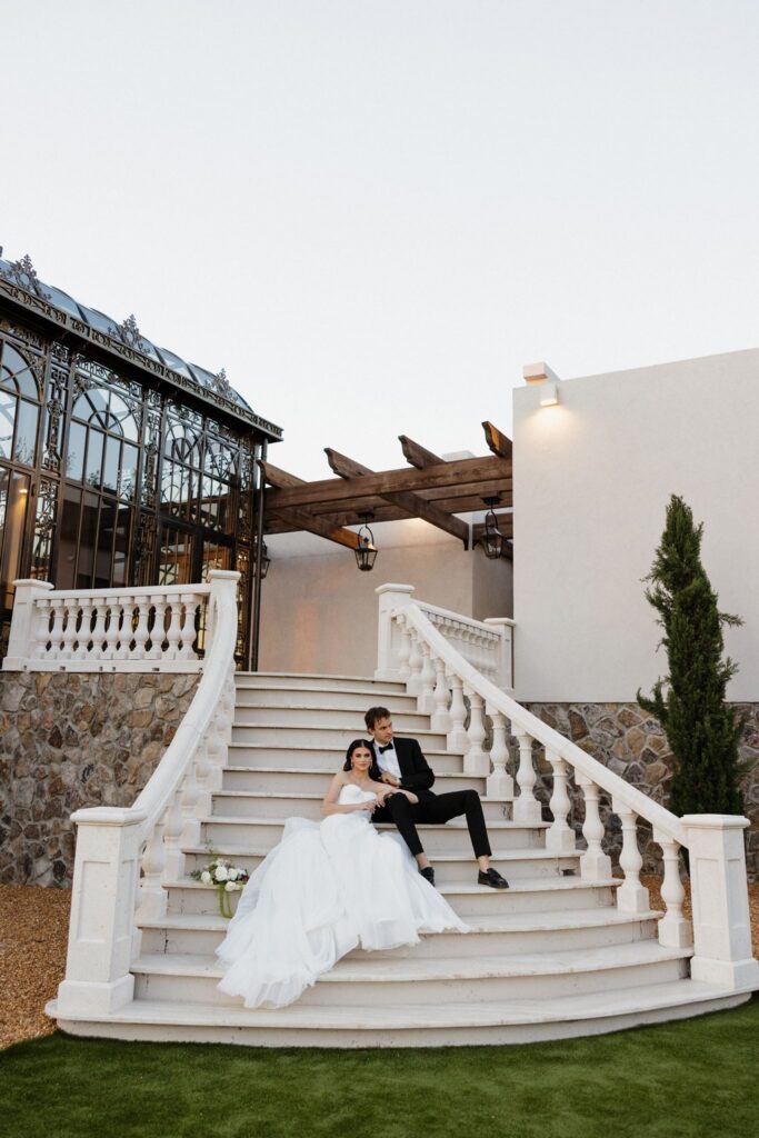 groom kissing the bride during their bridal session