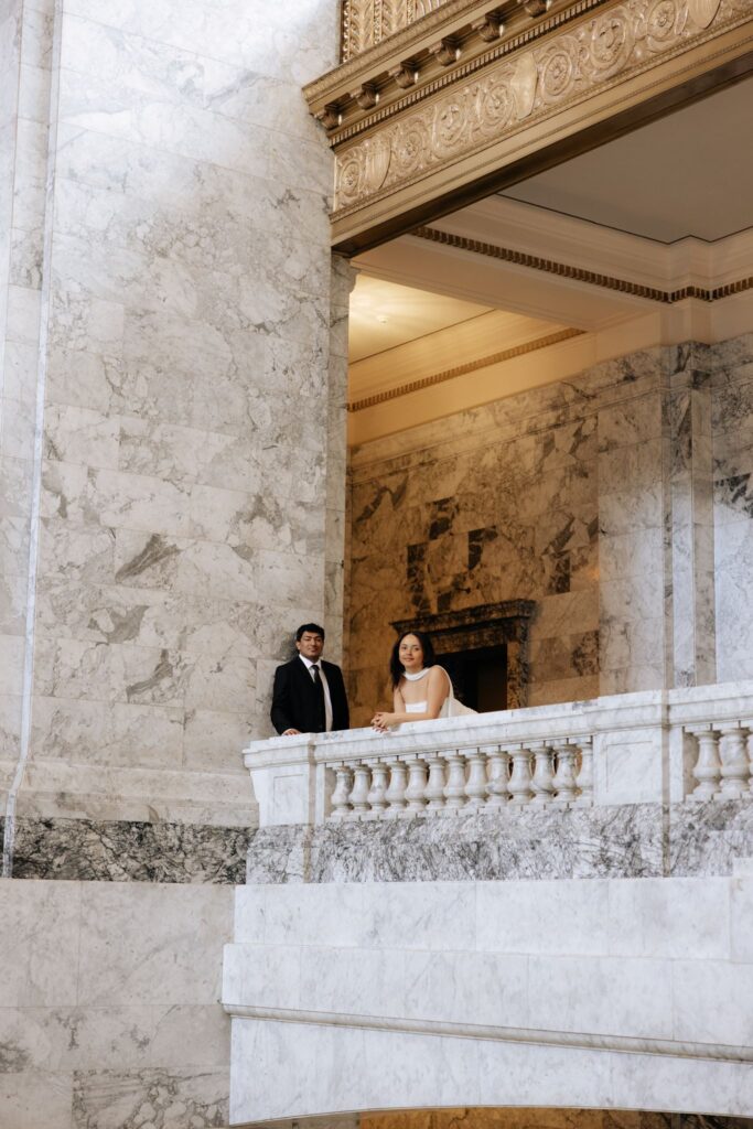 Classy Washington State Capitol Building Engagement Photos in Olympia, WA