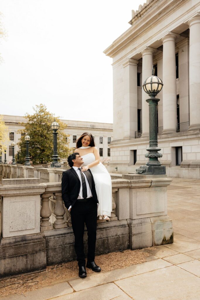 Classy Washington State Capitol Building Engagement Photos in Olympia, WA