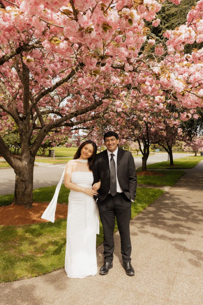 newly engaged couple hugging during their photoshoot