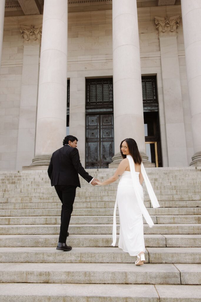 couple holding hands during their photoshoot