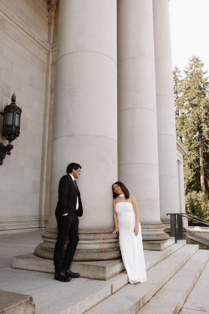 Classy Washington State Capitol Building Engagement Photos in Olympia, WA
