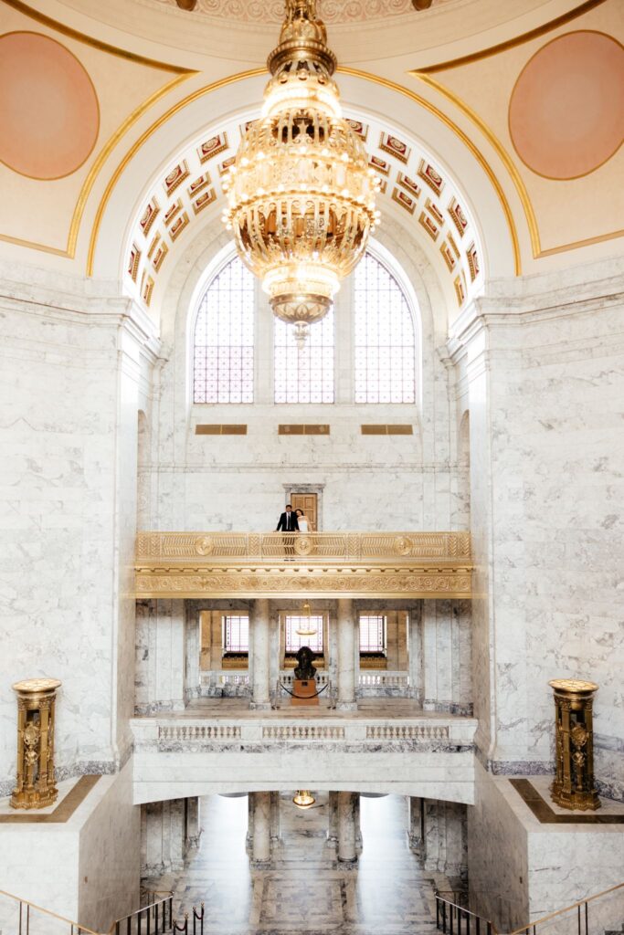 Classy Washington State Capitol Building Engagement Photos in Olympia, WA