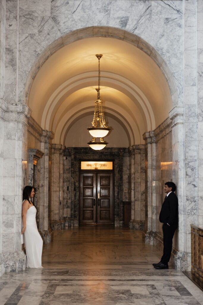 Classy Washington State Capitol Building Engagement Photos in Olympia, WA