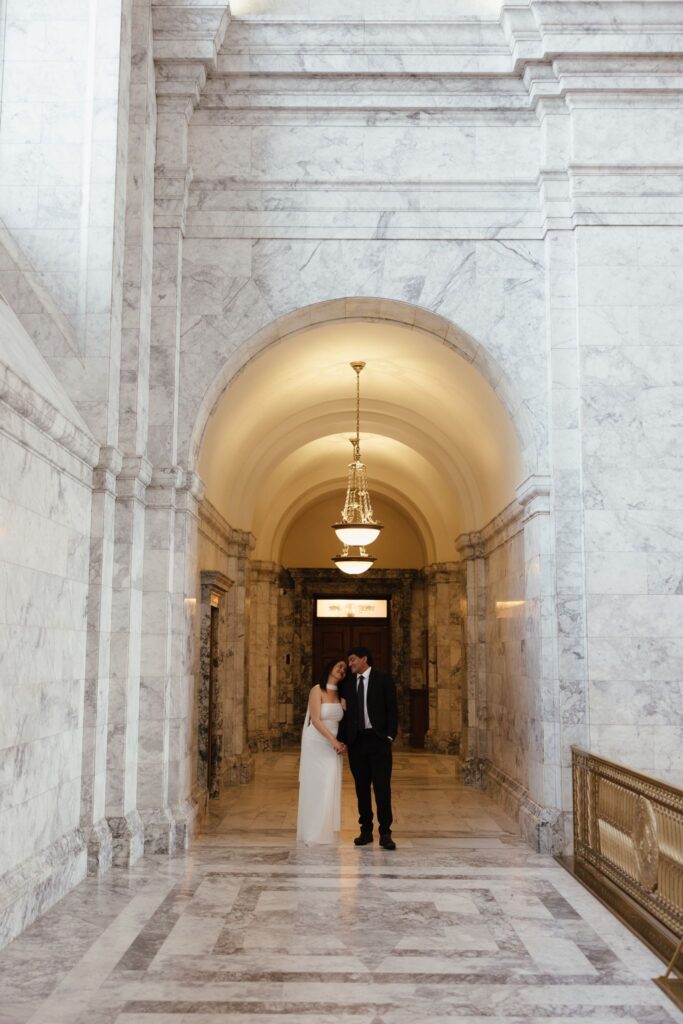 Classy Washington State Capitol Building Engagement Photos in Olympia, WA