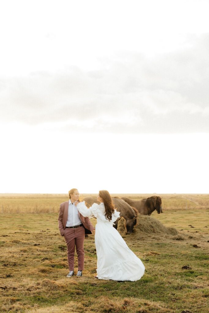 playful bridal session in iceland