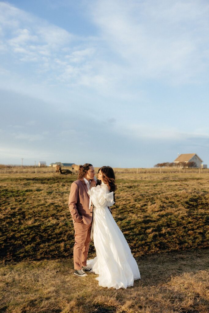 cute picture of the bride and groom smiling at each other