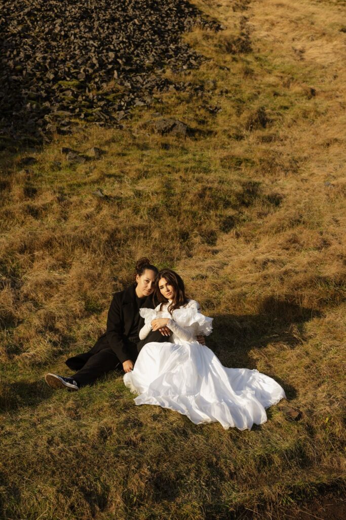 couple hugging during their bridal session
