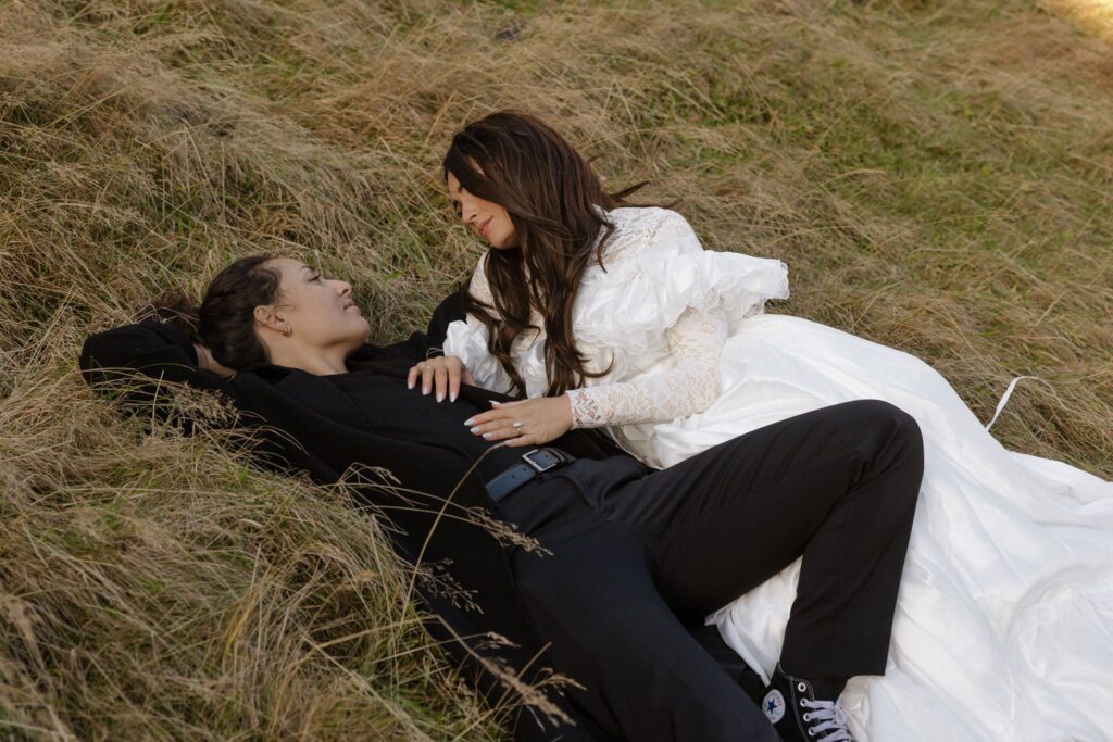 couple laughing with each other during their phhotoshoot