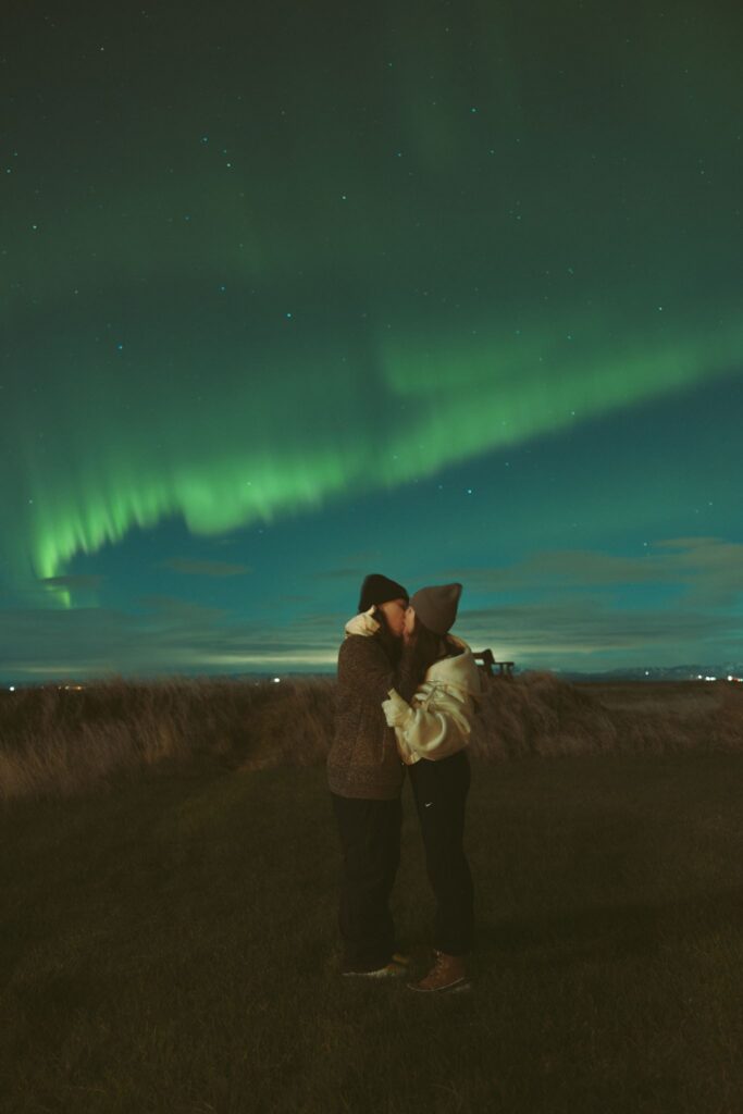couple kissing during their photoshoot