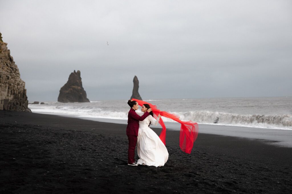 couple at their dream elopement in iceland