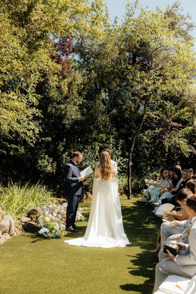 bride and groom at their intimate wedding ceremony
