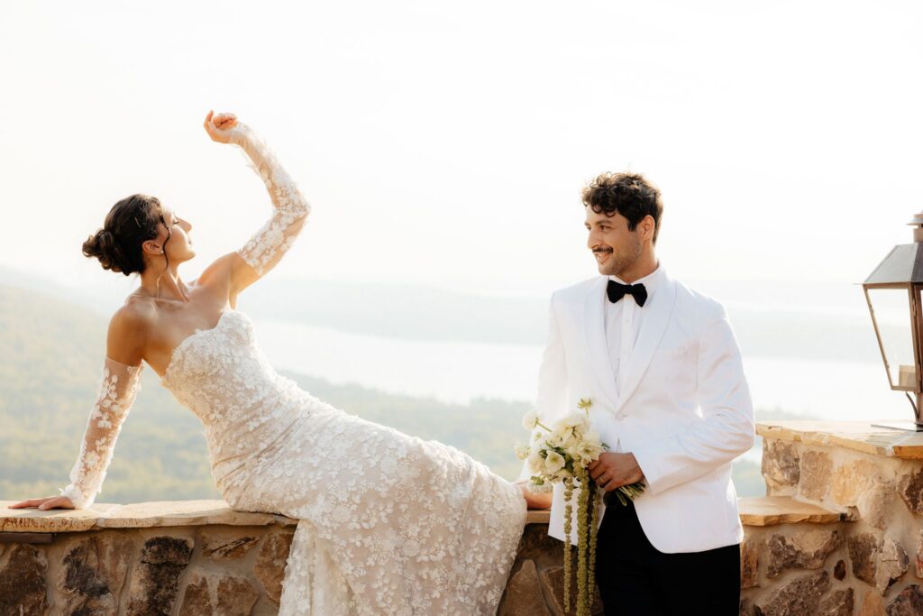 couple smiling at the camera during their session