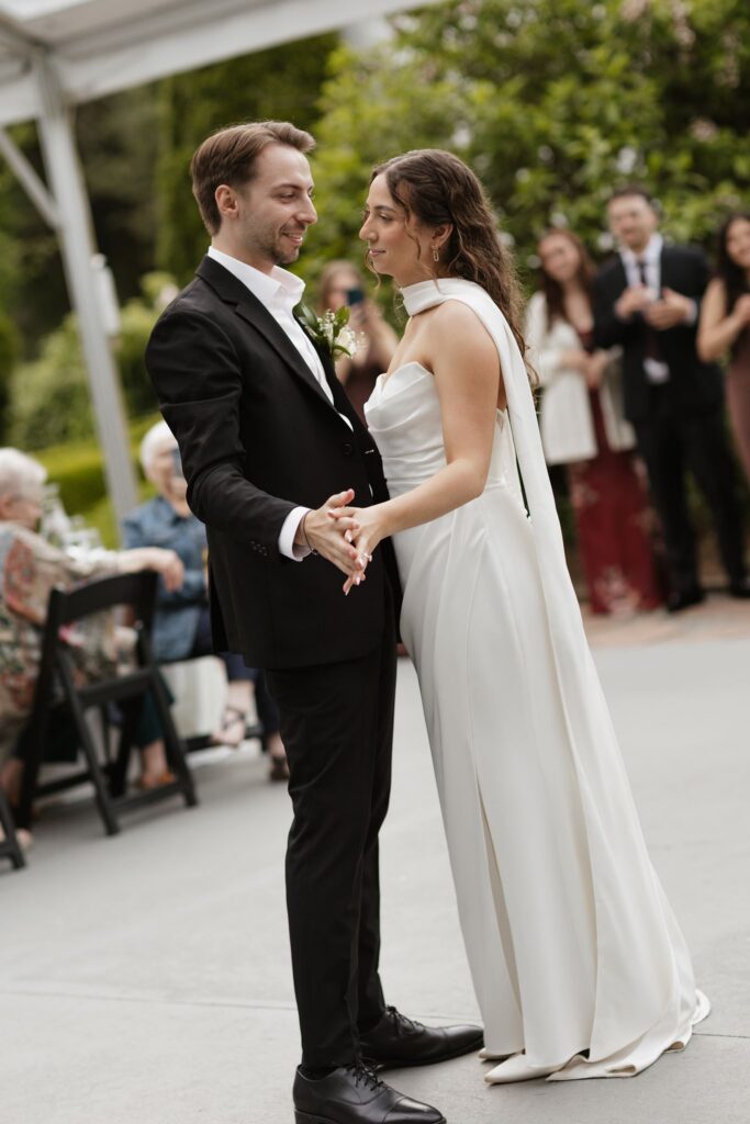picture of the newly married couple dancing