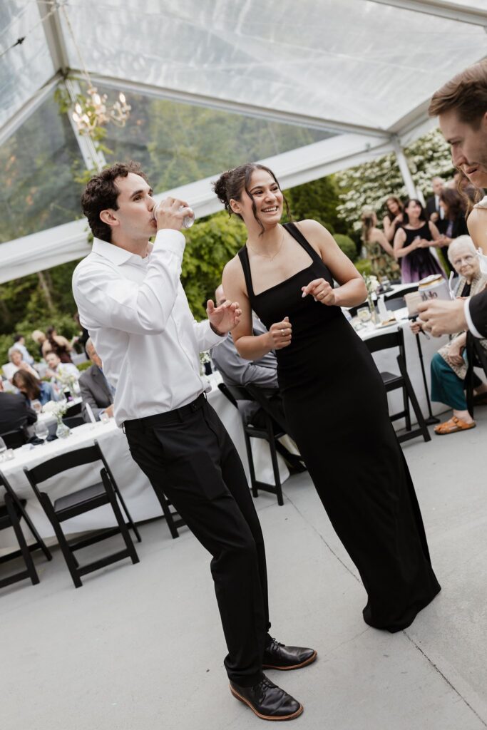 guests having the best time at the wedding reception party