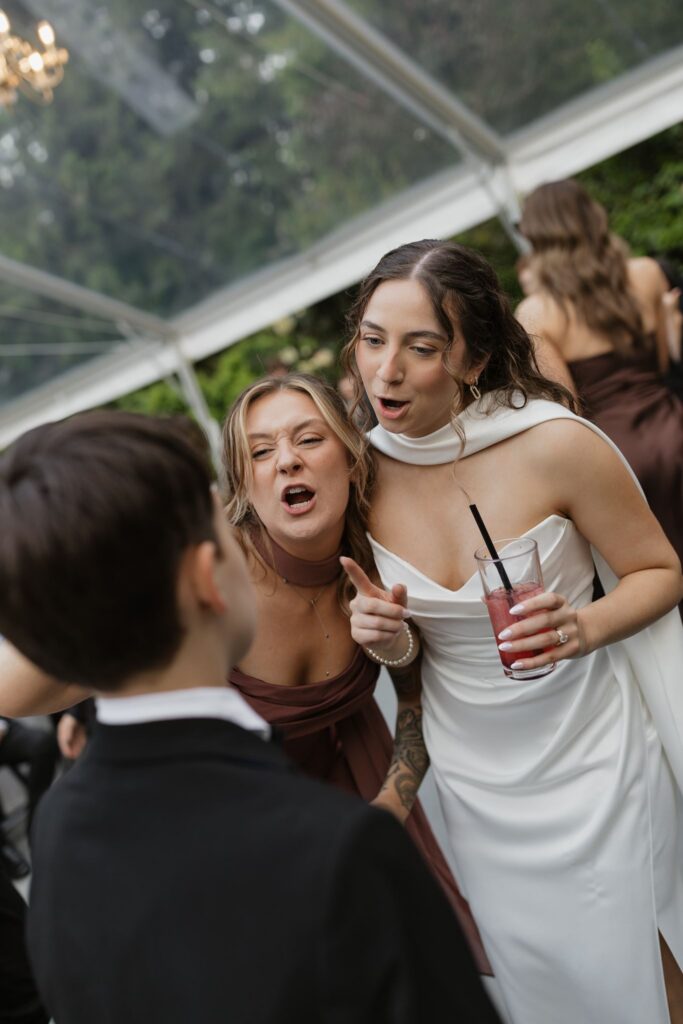 couple having the best time at the wedding reception party