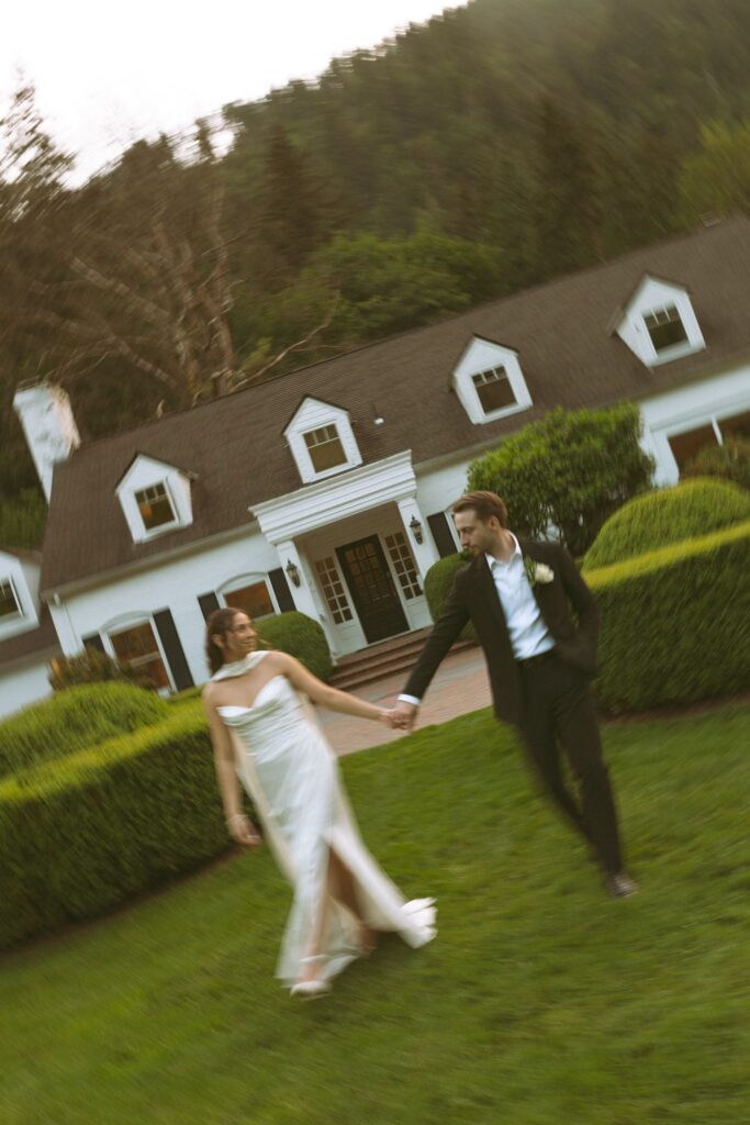 bride and groom before heading to their wedding ceremony