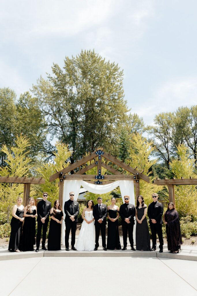 cute picture of the bride and groom with their friends