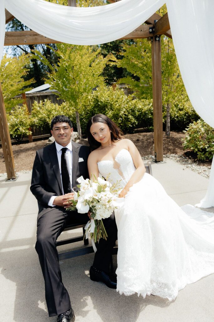 cute picture of the bride and groom at their dream wedding day