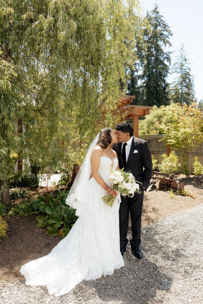 cute picture of the bride and groom before the ceremony