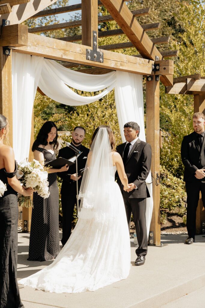 bride and groom emotional during their ceremony