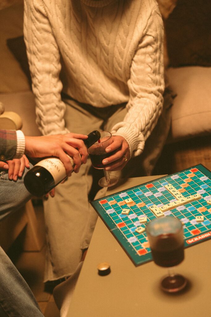 couple celebrating their elopement with wine