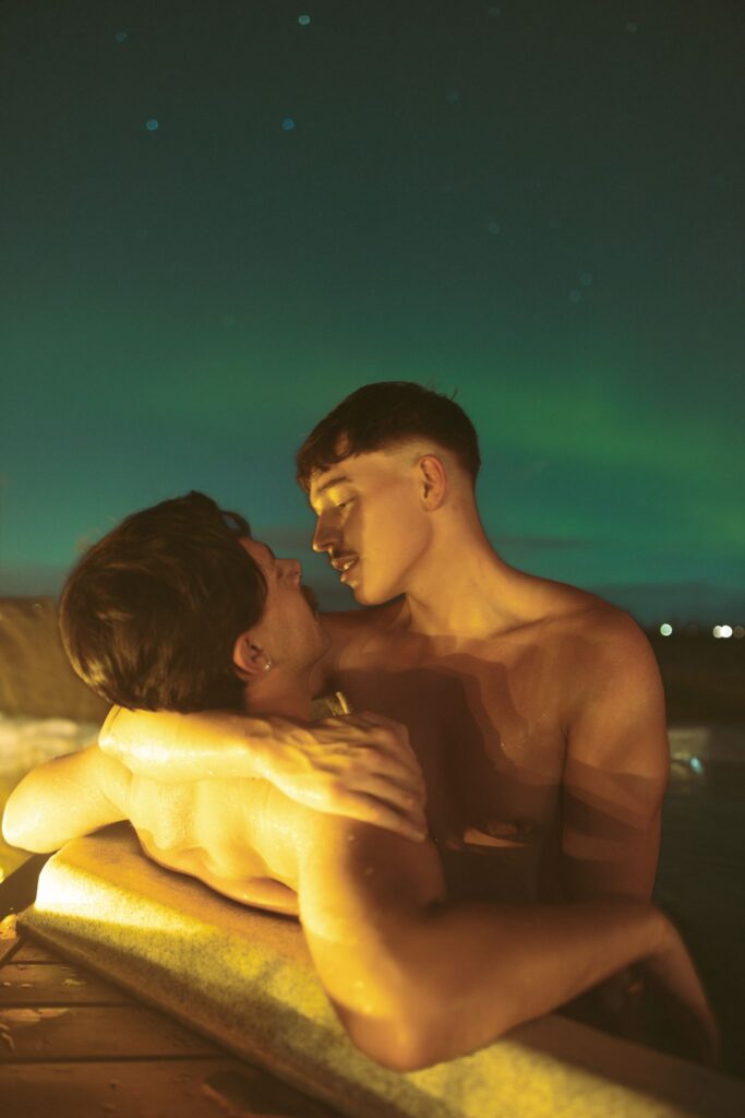 couple smiling at each other during their photoshoot
