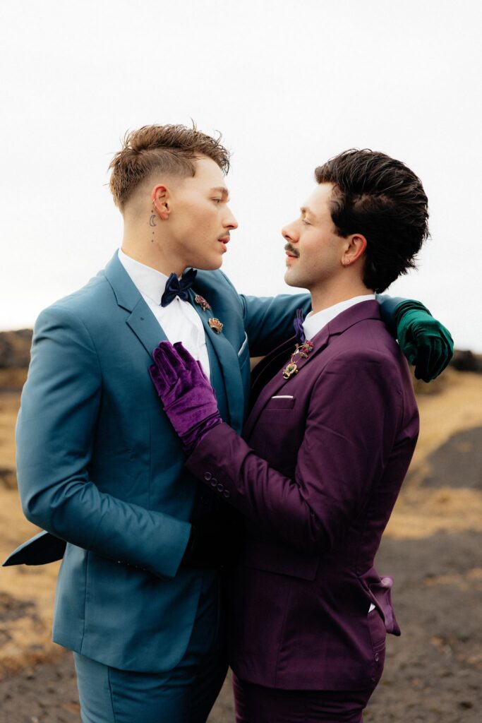 cute picture of the couple laughing with each other during their photoshoot