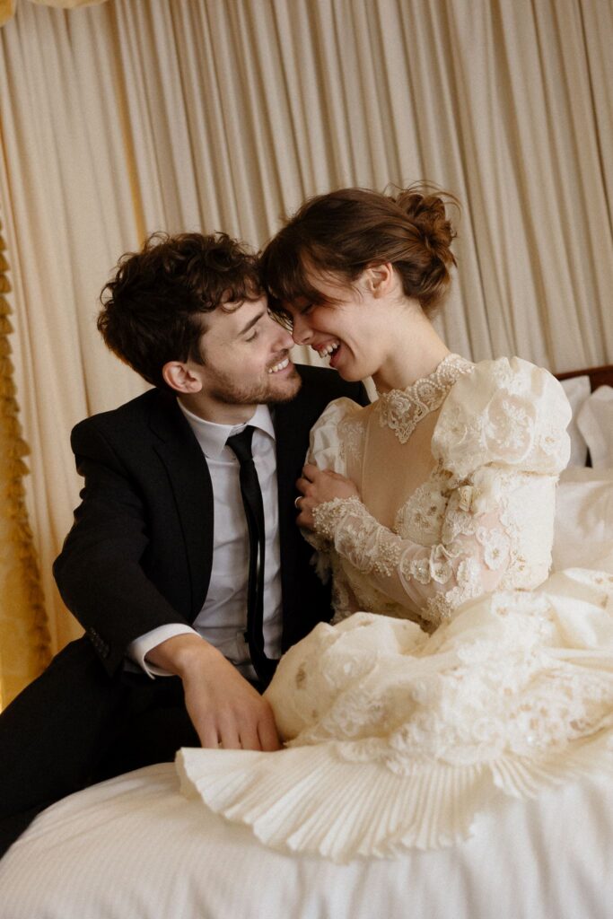 cute picture of the bride and groom at their dream wedding day