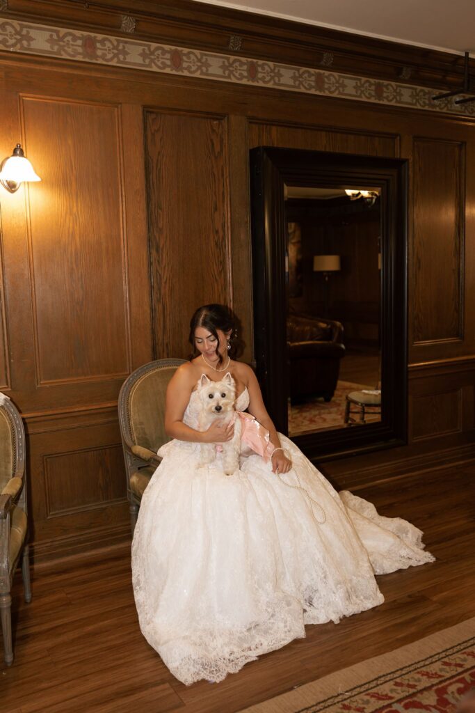 cute picture of the bride with her dog