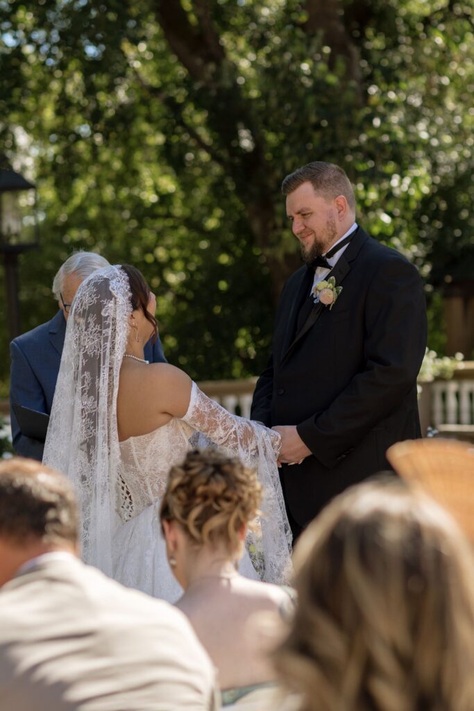 Bride and groom emotional during their wedding ceremony