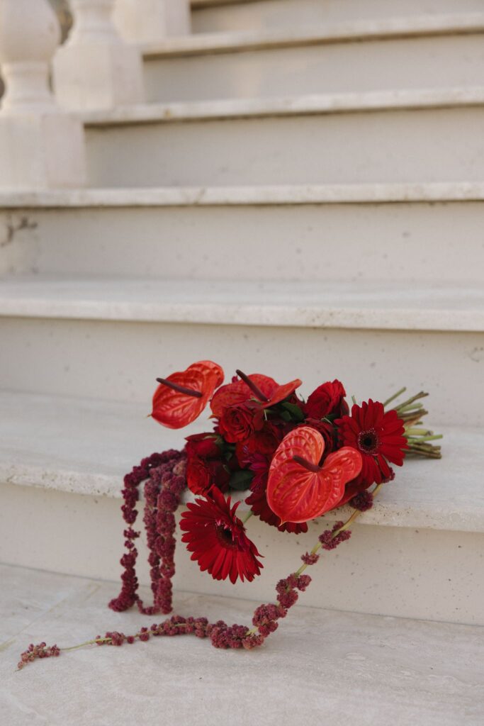 closeup shot of the wedding bouquet
