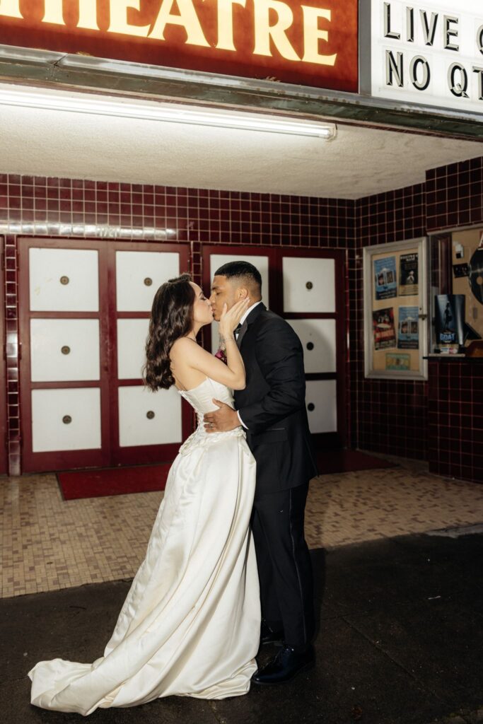 Cinematic Wedding Photos at Chalet Theatre in Enumclaw