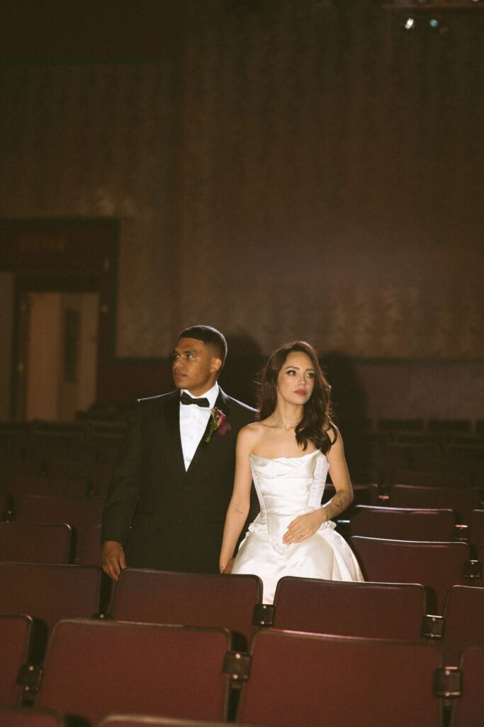 Cinematic Wedding Photos at Chalet Theatre in Enumclaw