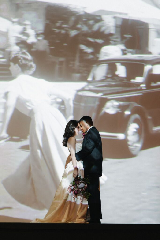 Cinematic Wedding Photos at Chalet Theatre in Enumclaw
