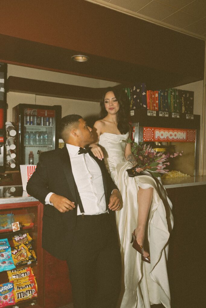 Cinematic Wedding Photos at Chalet Theatre in Enumclaw