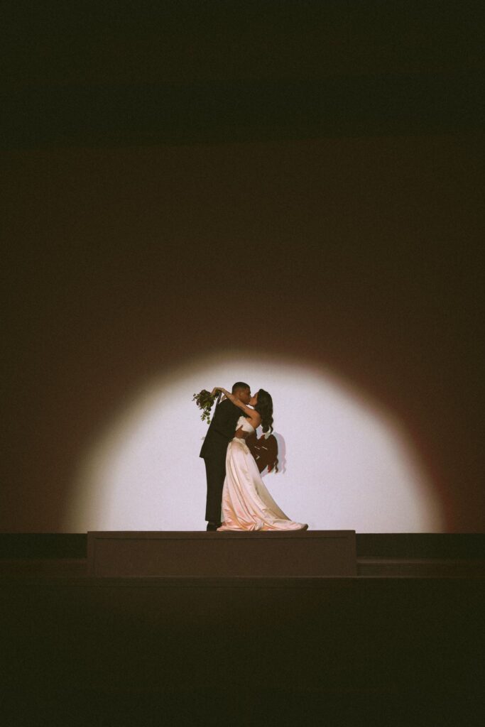 Cinematic Wedding Photos at Chalet Theatre in Enumclaw