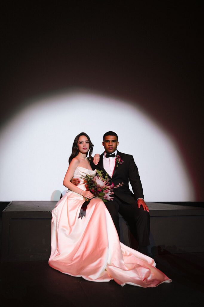 Cinematic Wedding Photos at Chalet Theatre in Enumclaw